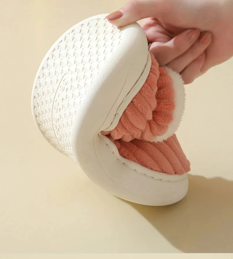 Evshine Pantoufles Fourrure Peluche Vert Menthe Semelle Caoutchouc