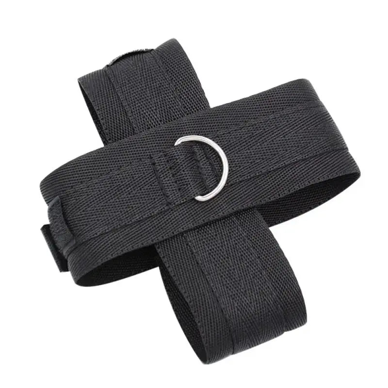 Ensemble bondage en nylon noir avec anneau métallique et sangles réglables
