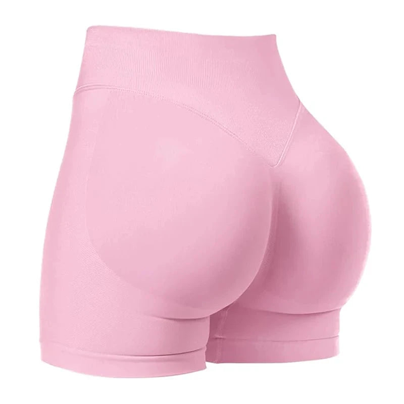 Short de sport sans couture Wendy, rose pâle, taille haute, matière stretch, LSDLBoutique