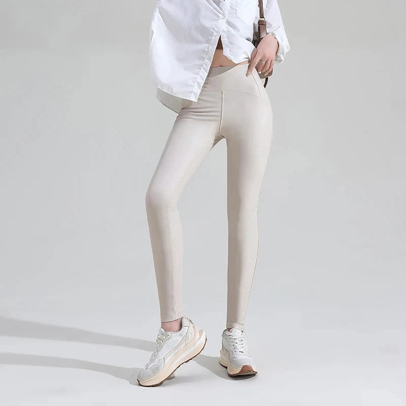 Leggings Cuir PU Noir Taille Haute Serpent