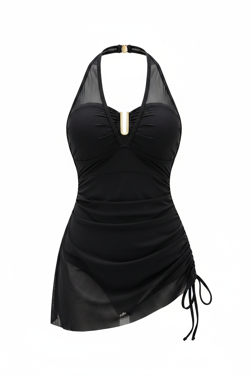 Maillot de bain une pièce gainant jupe résille