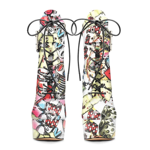 Bottines vernies à talon aiguille et plateforme