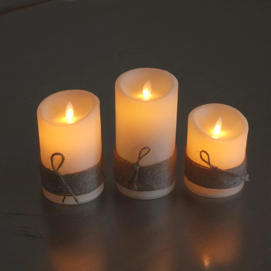 Bougies LED Sans Flamme USB Télécommande Ensemble 3 Pièces
