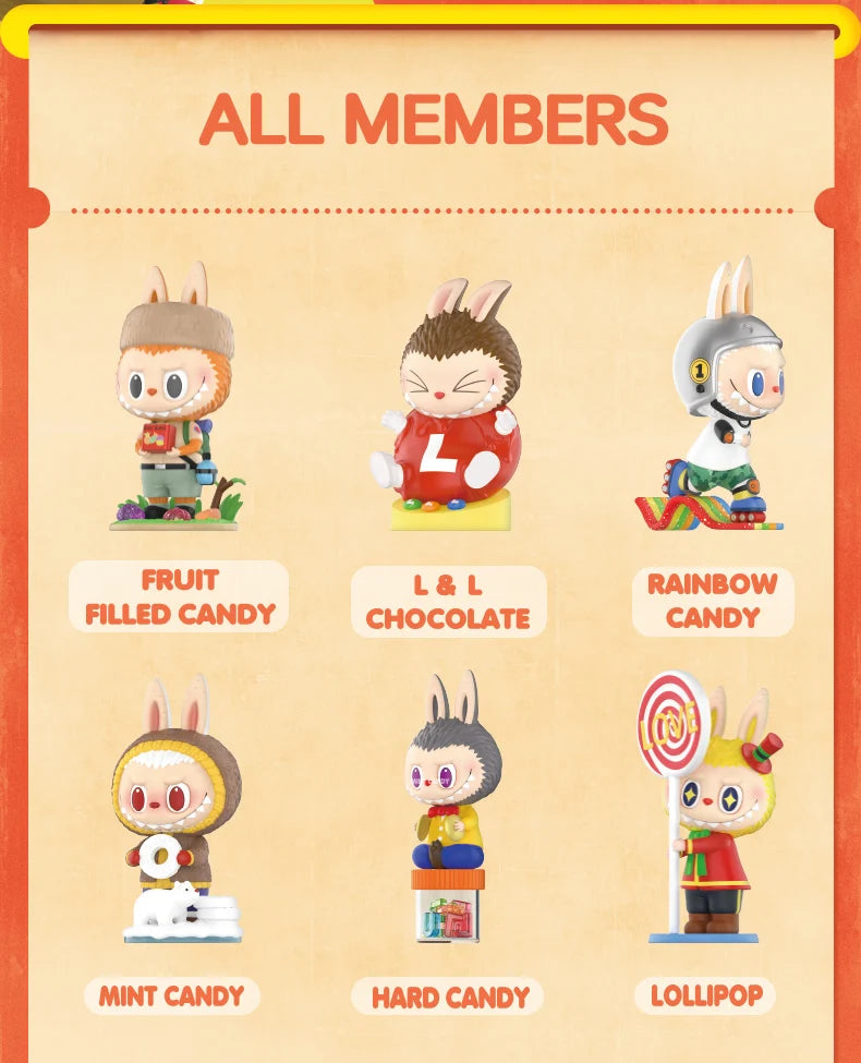 Pop Mart Labubu Figurine Monstres Bonbons PVC Rose Bleu