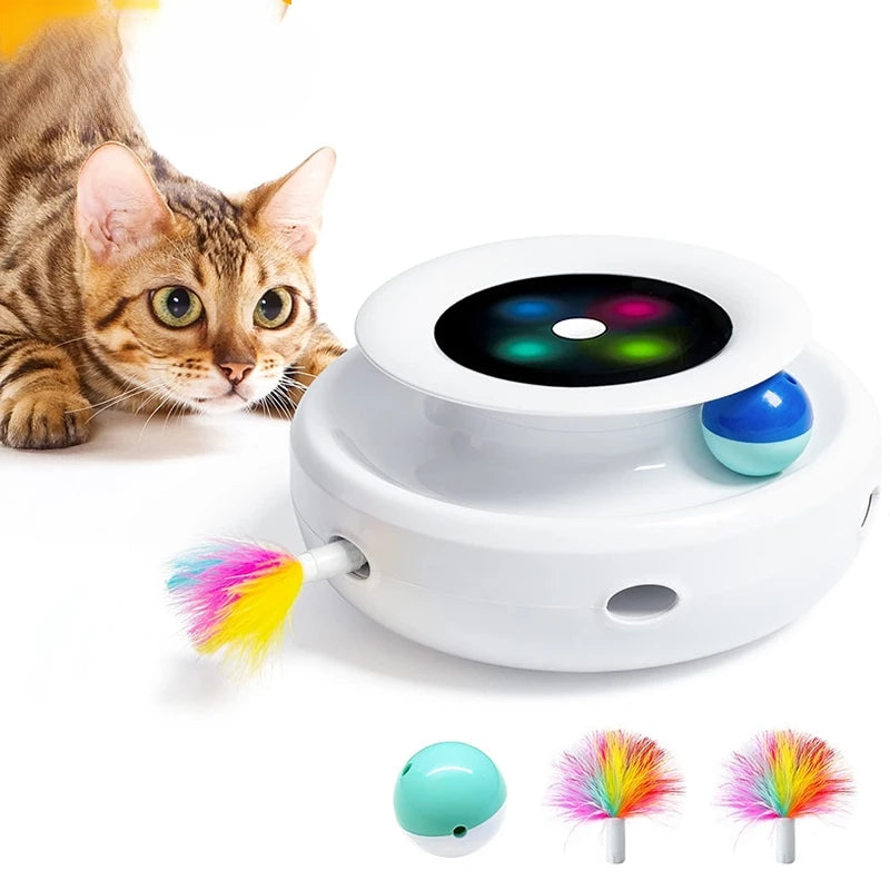 Jouet 2 En 1 Pour Chats Et Chiens Plumes Automatiques