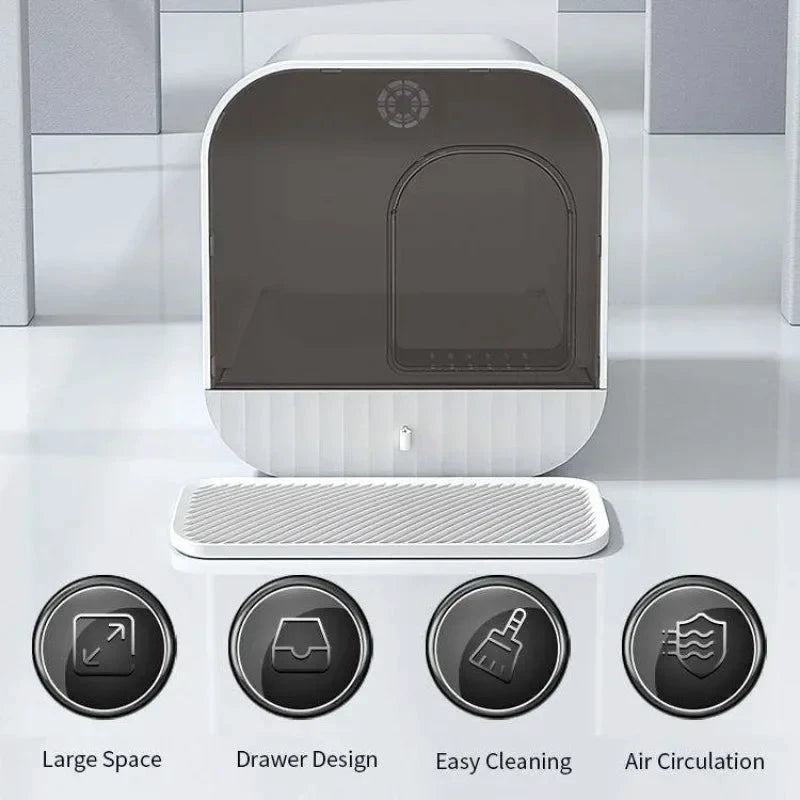 Bac À Litière Fermé Pour Chat Anti Éclaboussures Avec Tiroir Et Pelle Pour Propreté Durable by LSDLBoutique