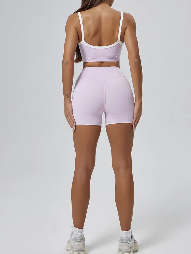 Peiresa Ensemble Yoga Sans Couture Rose Taille Haute