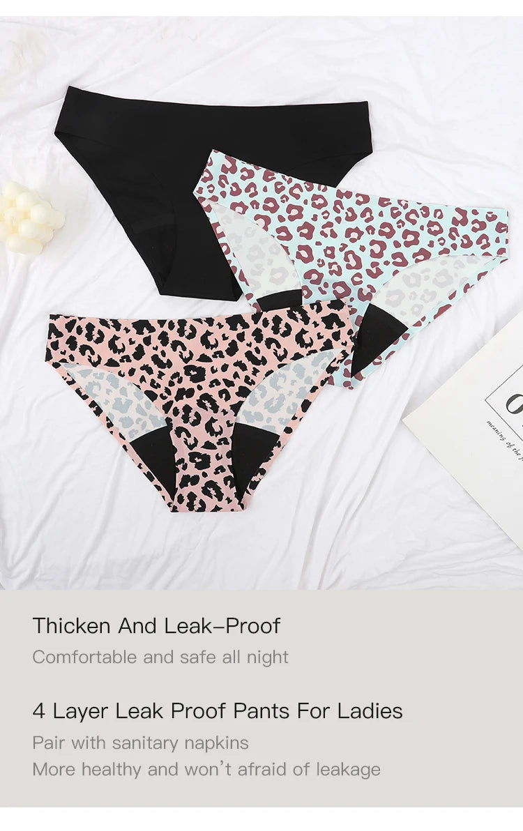 YMQJ Culotte Menstruelle Léopard Respirante Étanche 4 Couches