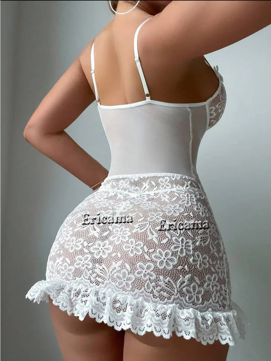 Les Secrets de Léa Ensemble Lingerie Dentelle Blanche Transparente