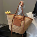 Sac cabas de plage en paille tressée