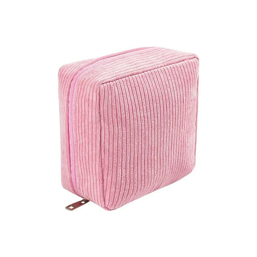 Pochette de rangement multifonction rose en velours côtelé, petite trousse maquillage