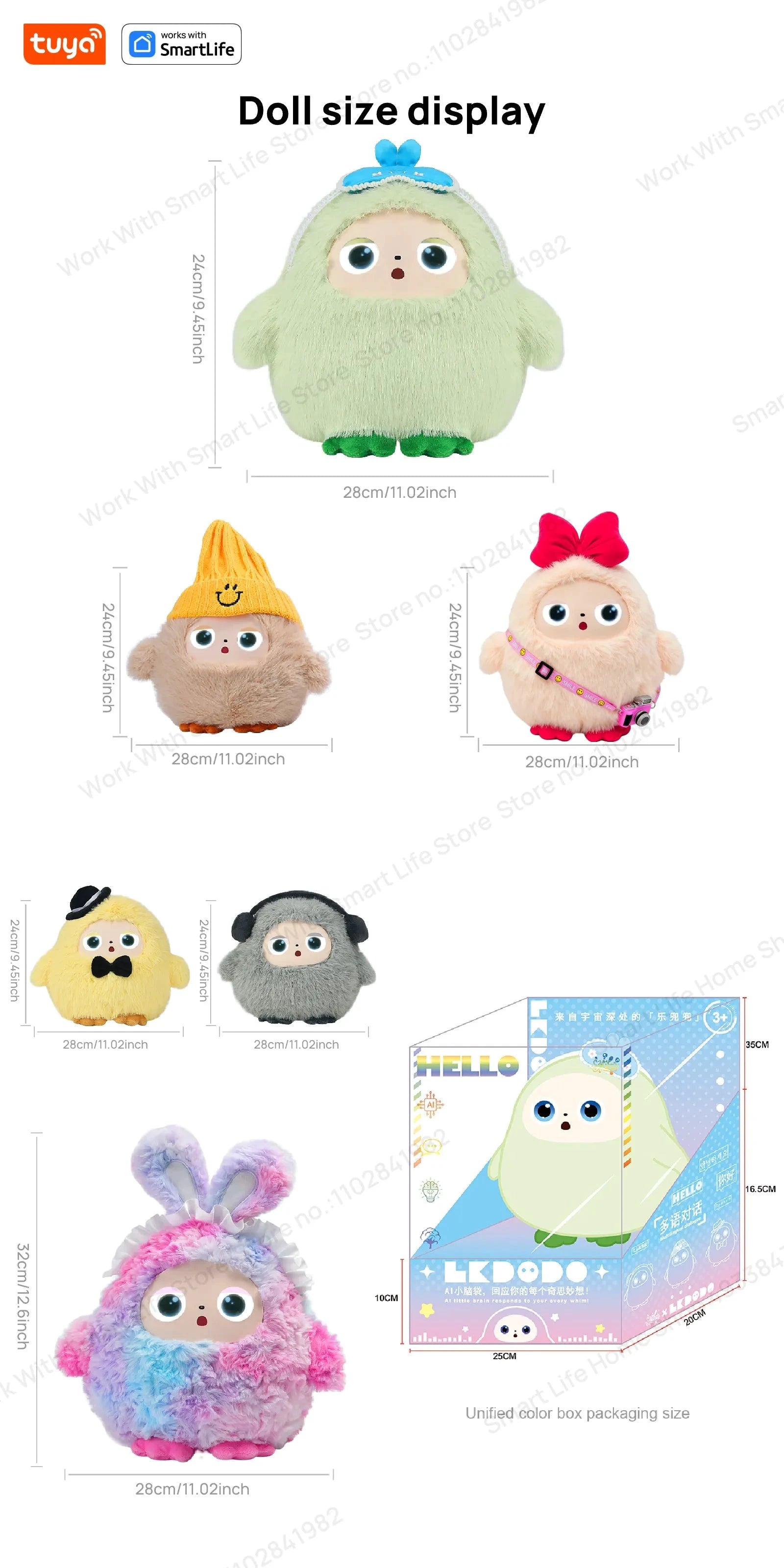 BOBO Gris Robot Peluche AI Yeux LED Commande Vocale USB