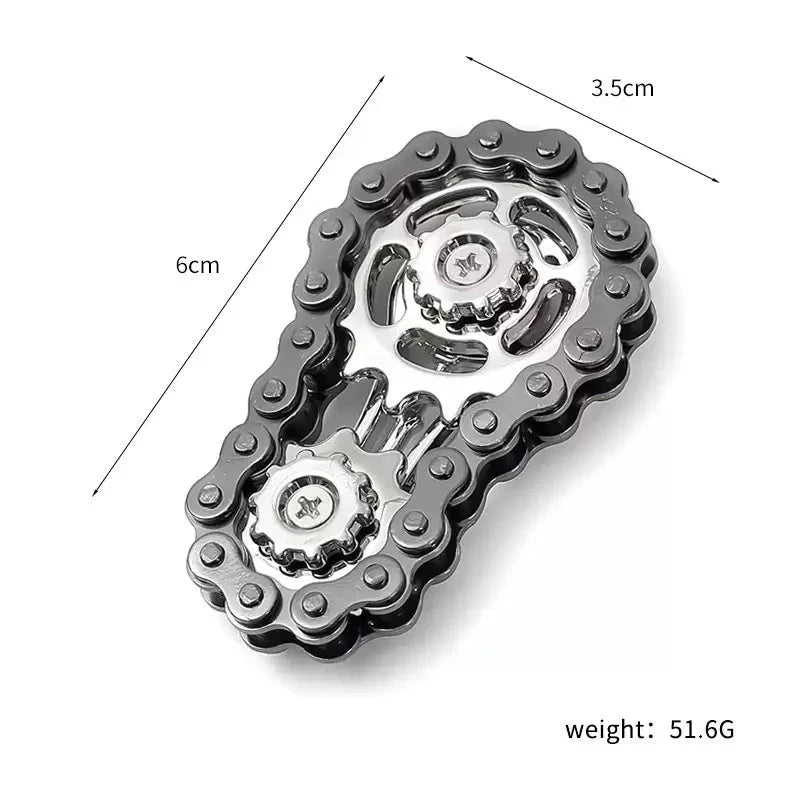 Metal Gear Hand Spinner en acier inox à double engrenages, antistress