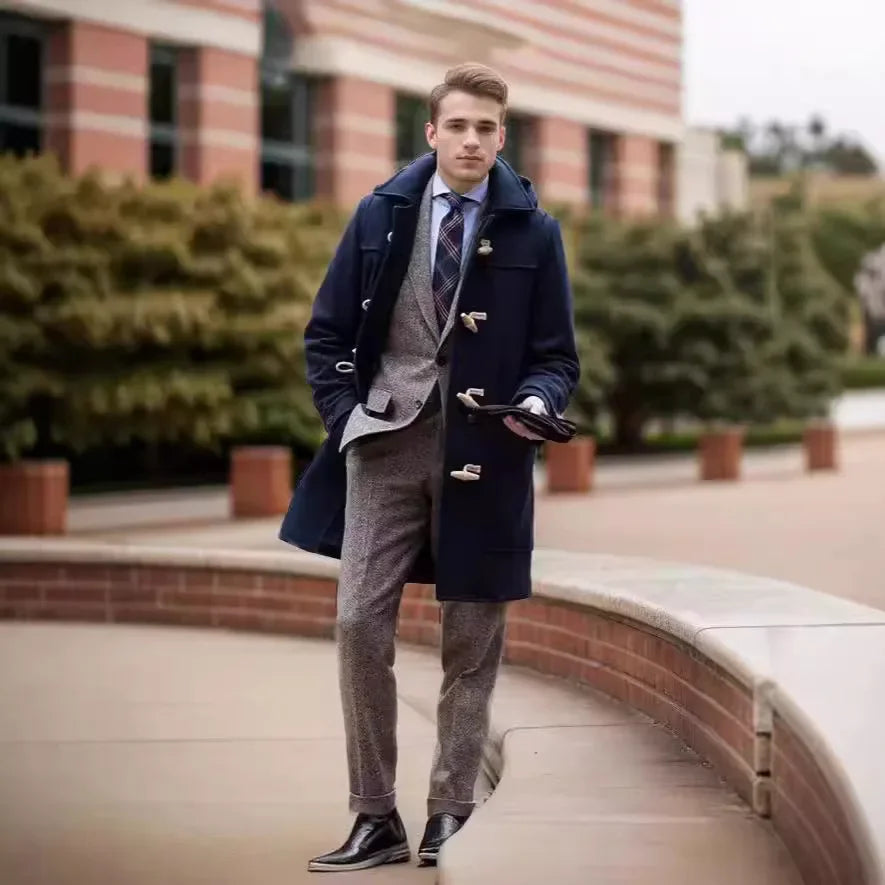 Pardessus en Duvet D'Oie Épais Boutons en Corne Long Nordique