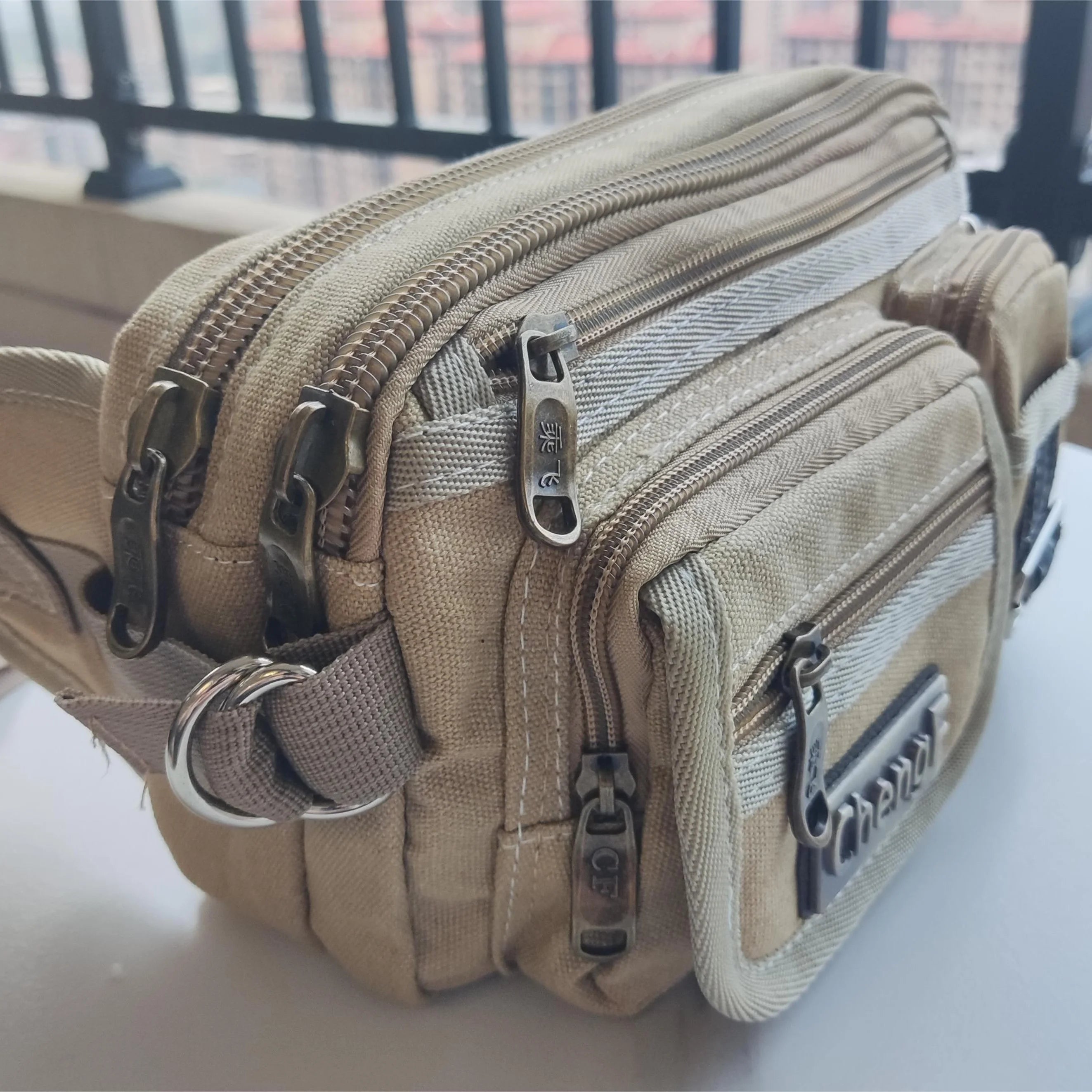 FXZLLQ Sac Banane Toile Multicouches Zip Poche Téléphone