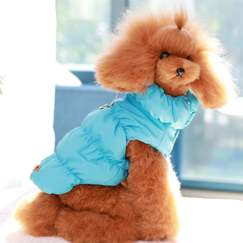 Veste Hiver Pour Chien Rembourrée Bleu Clair Taille S À XL