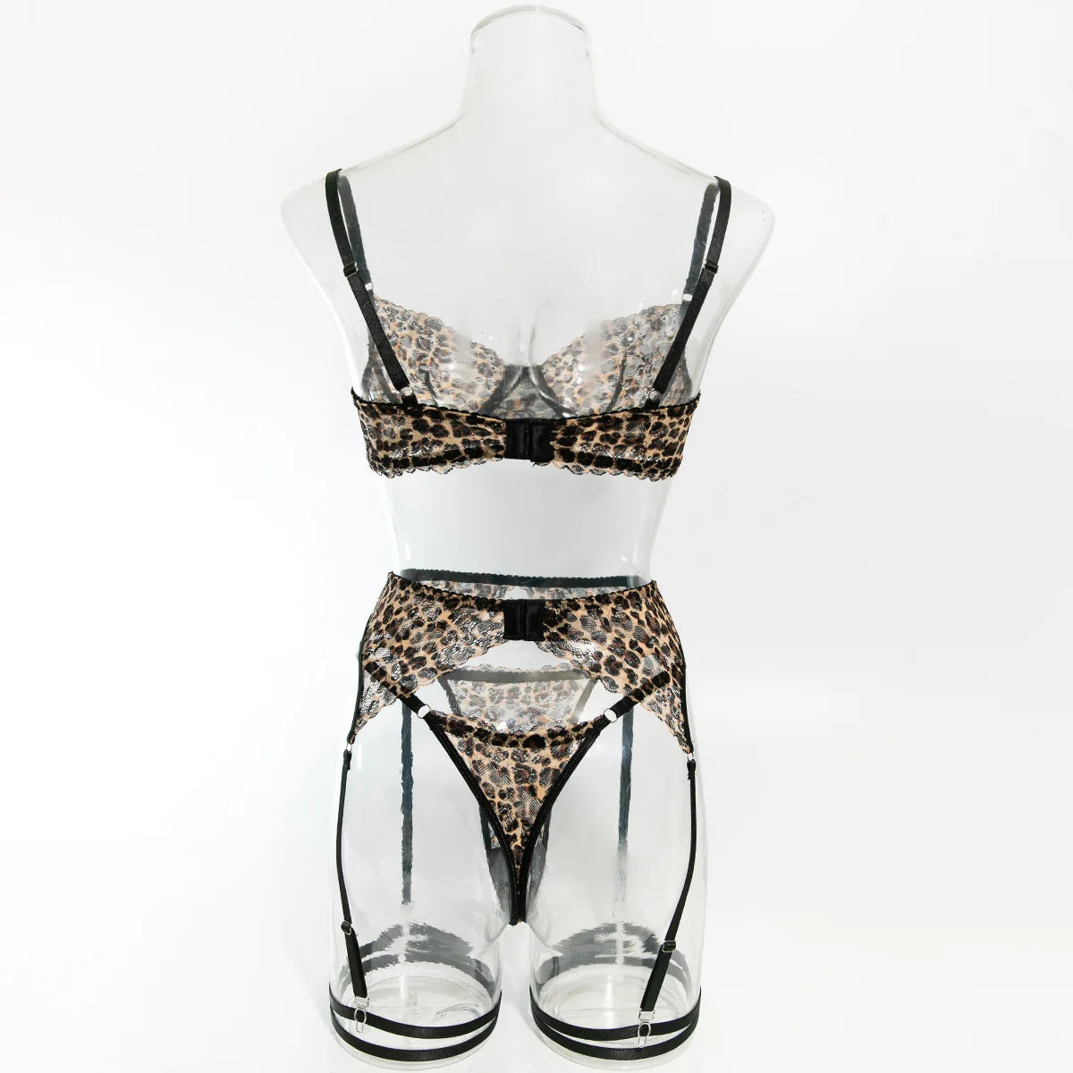 Krasapt Ensemble Lingerie 4 Pièces Léopard Imprimé
