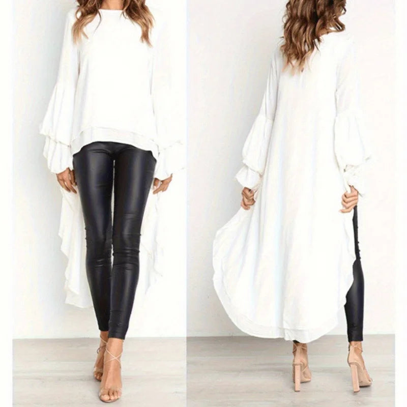 Chemise Mousseline De Soie Lurex Ourlet Asymétrique