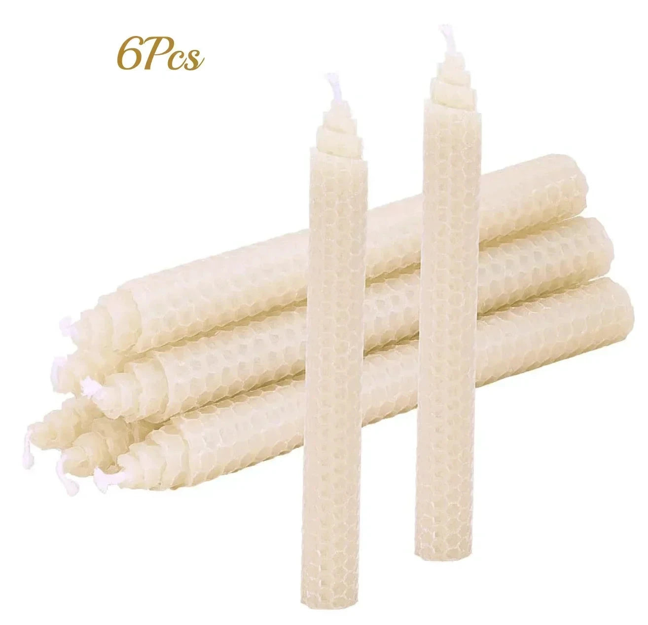 Bougies Coniques Cire d’Abeille Nid d’Abeille Beige Fait Main