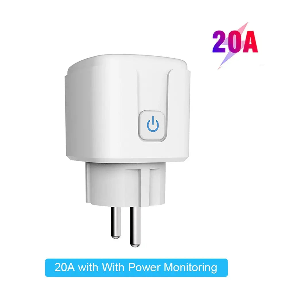 Prise intelligente Zigbee 16-20A blanche LSDLBoutique, prise murale à bouton bleu et fiche européenne à deux broches
