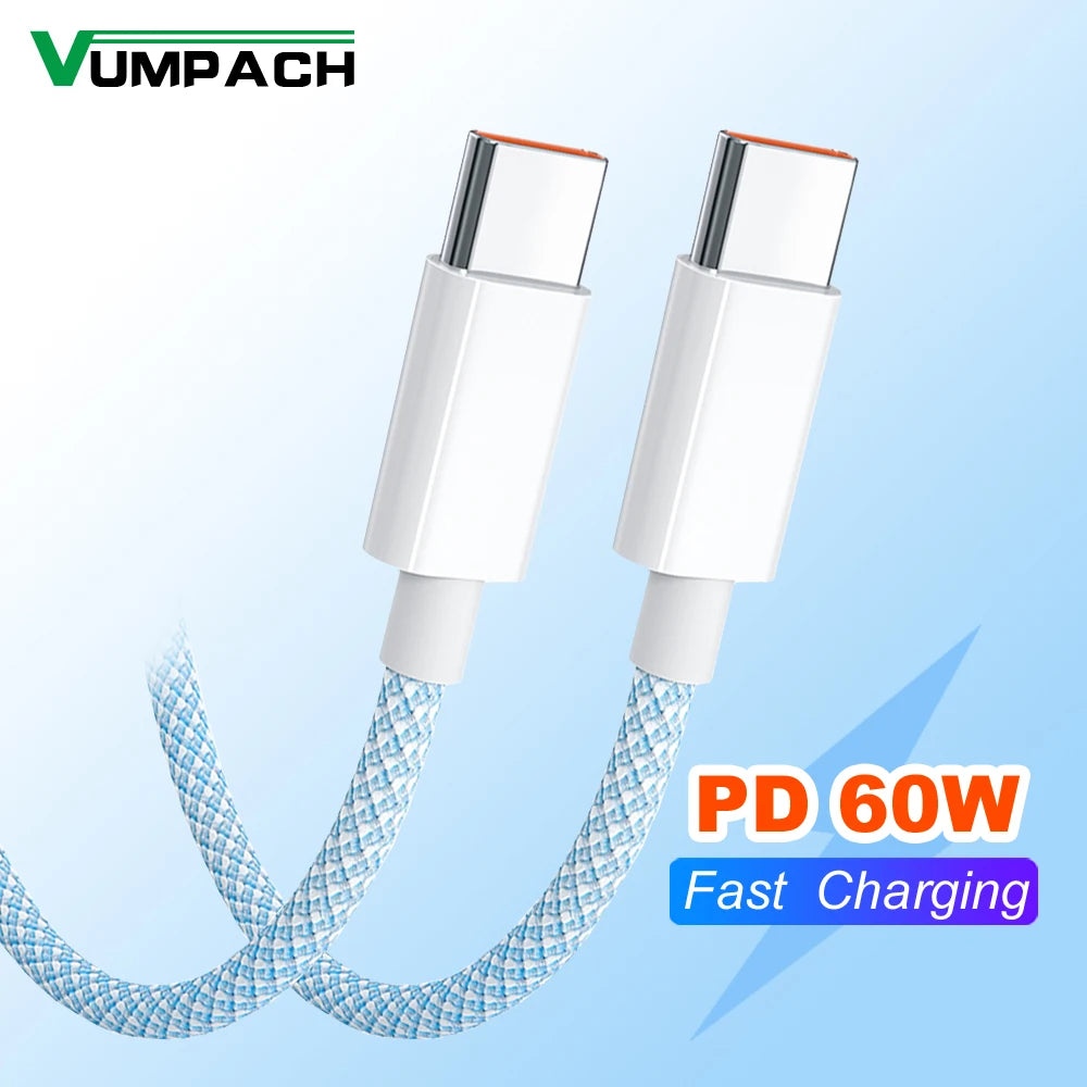 Vumpach Câble USB C Tressé 60W 6A Charge Rapide Type C