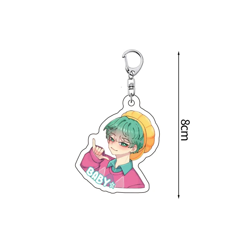 Porte-clés Perles Multicolores Kpop Avec Plaque Ronde Image