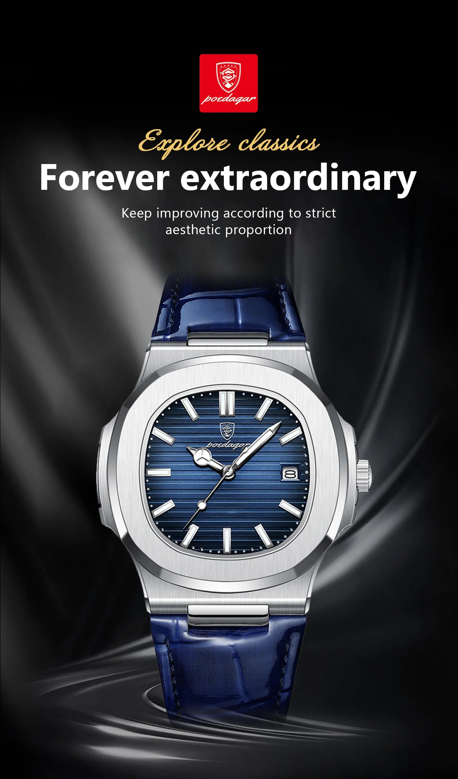 Montre Homme POEDAGAR Étanche Date Cuir Quartz Sport Chic Design Carré Moderne Masculin by LSDLBoutique.ch