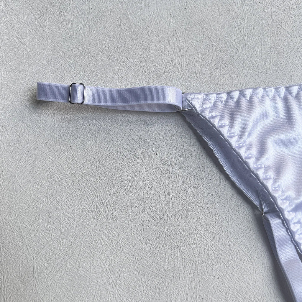 Ellolace Lingerie Satin Fin Dentelle Rouge 5Pièces