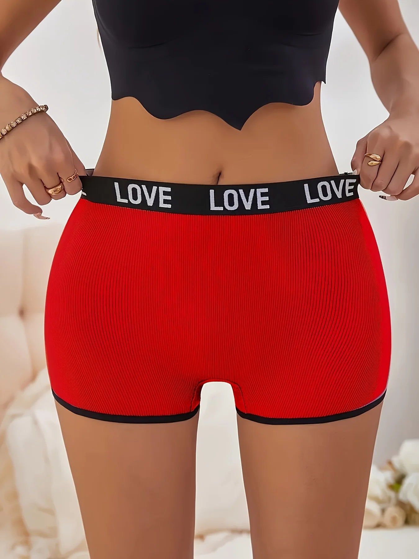 Culotte Lot De 7 Avec Ceinture Lettres Multicolores En Coton Stretch