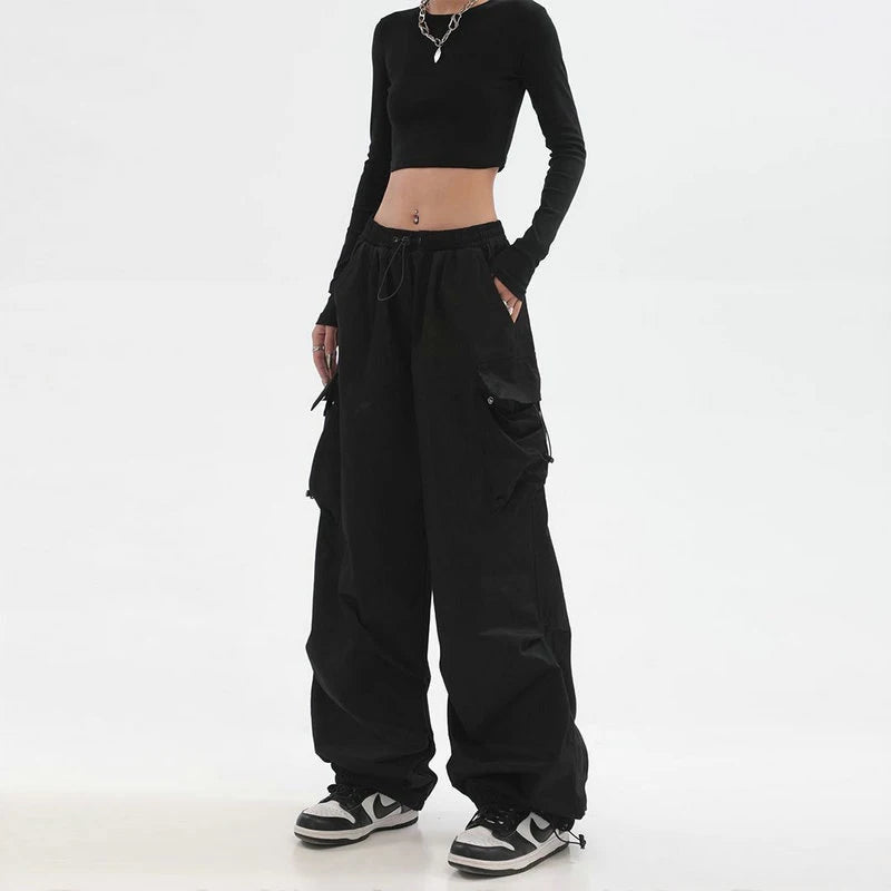 Pantalon Cargo Femme Harajuku Baggy Taille Élastique Beysaurt