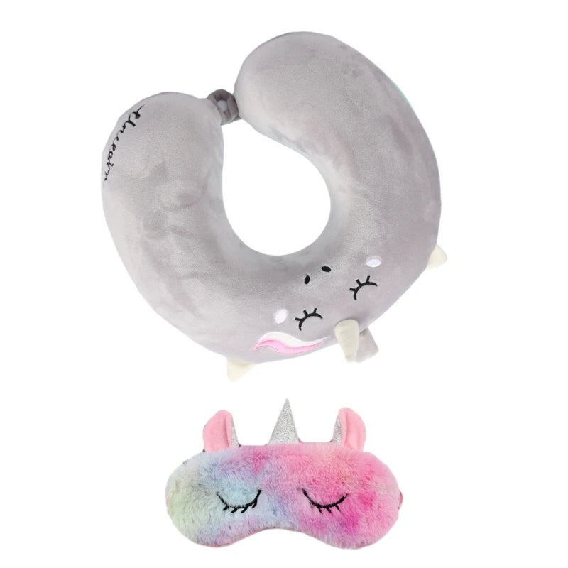 Oreiller avec masque pour les yeux, coussin tête cou, licorne, vol d'affaires, livraison directe by LSDLBoutique.ch