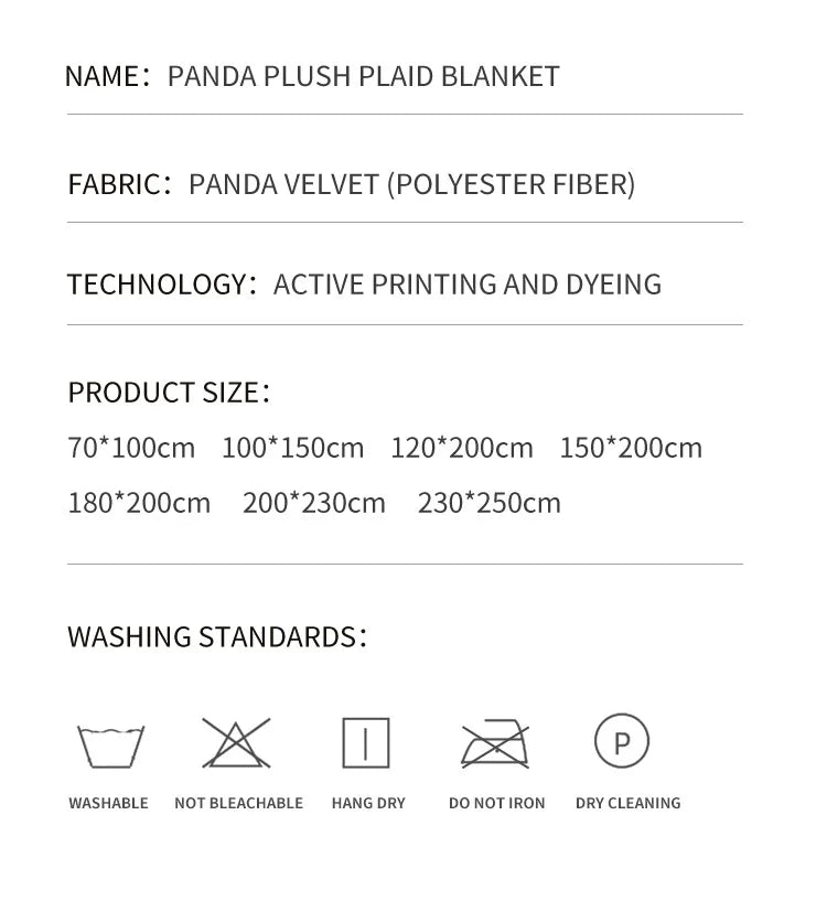 Couverture Polaire Panda Rose et Blanc Polyester Douce