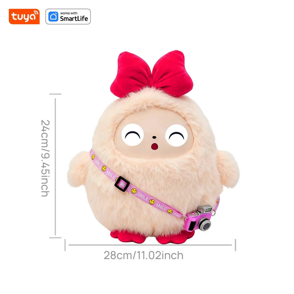 BOBO Gris Robot Peluche AI Yeux LED Commande Vocale USB