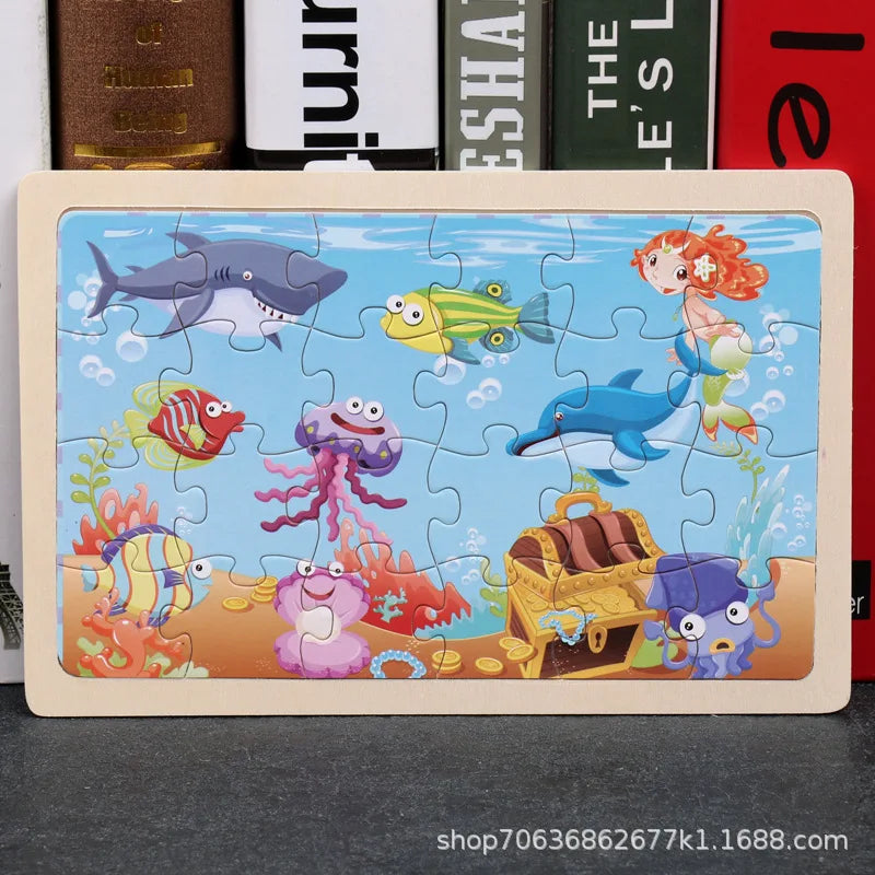 Puzzle Bois 24 Pièces Avec Plateau Intégré Pour Tout Petit Dès 18 Mois Développement Coordination Œil Main Motricité by LSDLBoutique.ch