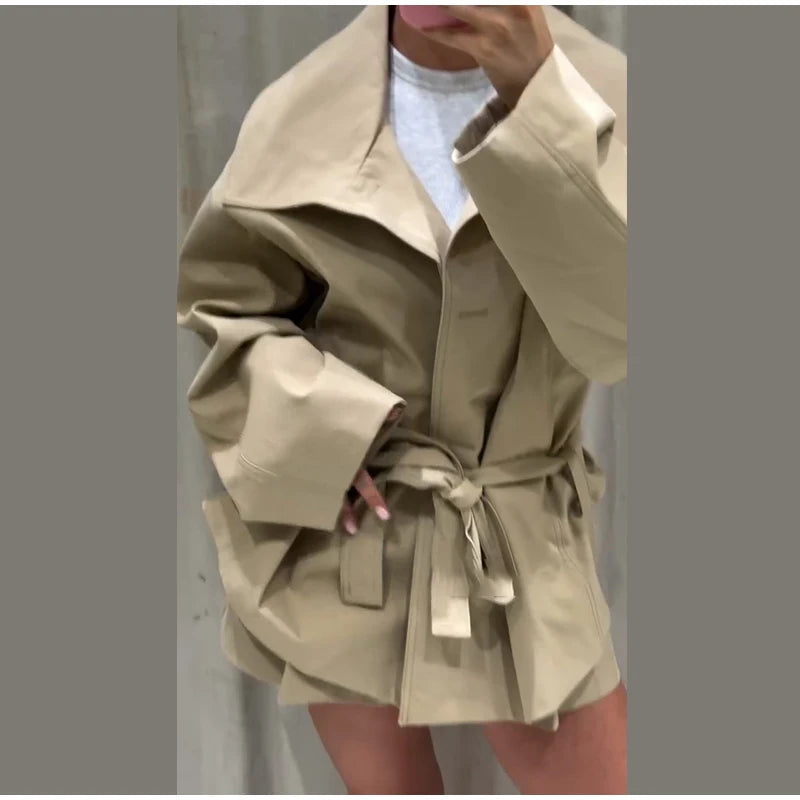 Nonen Veste Pilote Femme Polyester Marron Fermeture Éclair Revers Ample