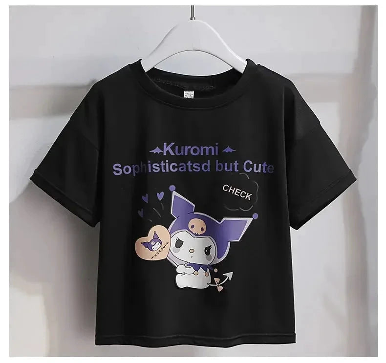 Ensemble cosplay Kuromi enfant – T-shirt et jupe violette