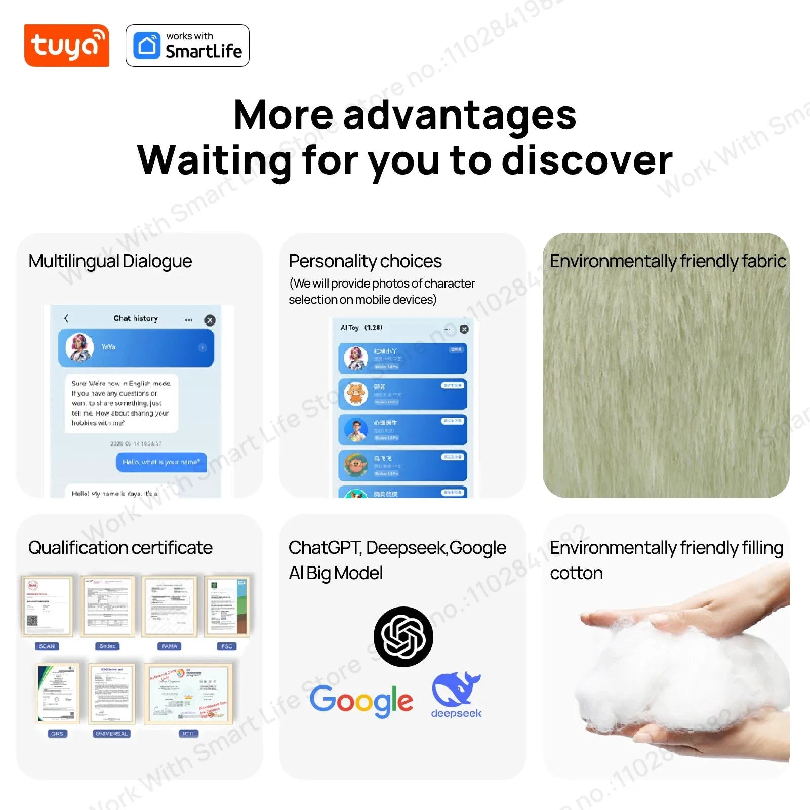 BOBO Gris Robot Peluche AI Yeux LED Commande Vocale USB