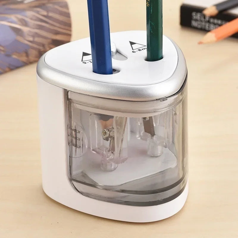 Electric pencil sharpener with dual holes 6-8 mm and 9-12 mm