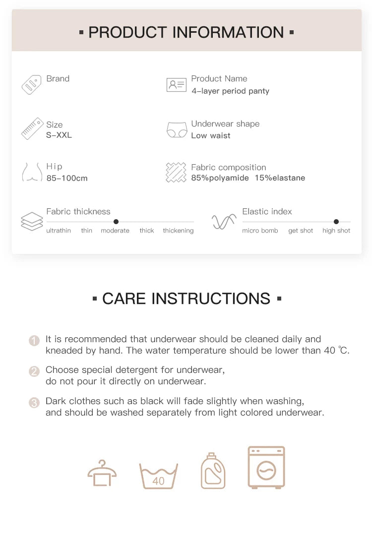 YMQJ Culotte Menstruelle Léopard Respirante Étanche 4 Couches