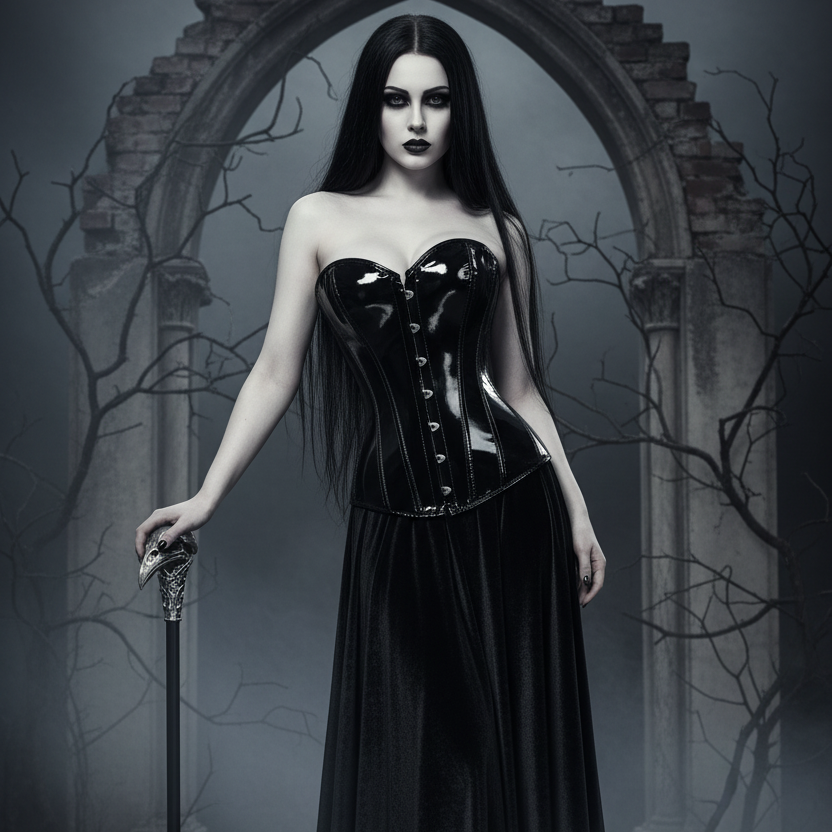 Corselet vinyle noir overbust – Zip devant, laçage dos