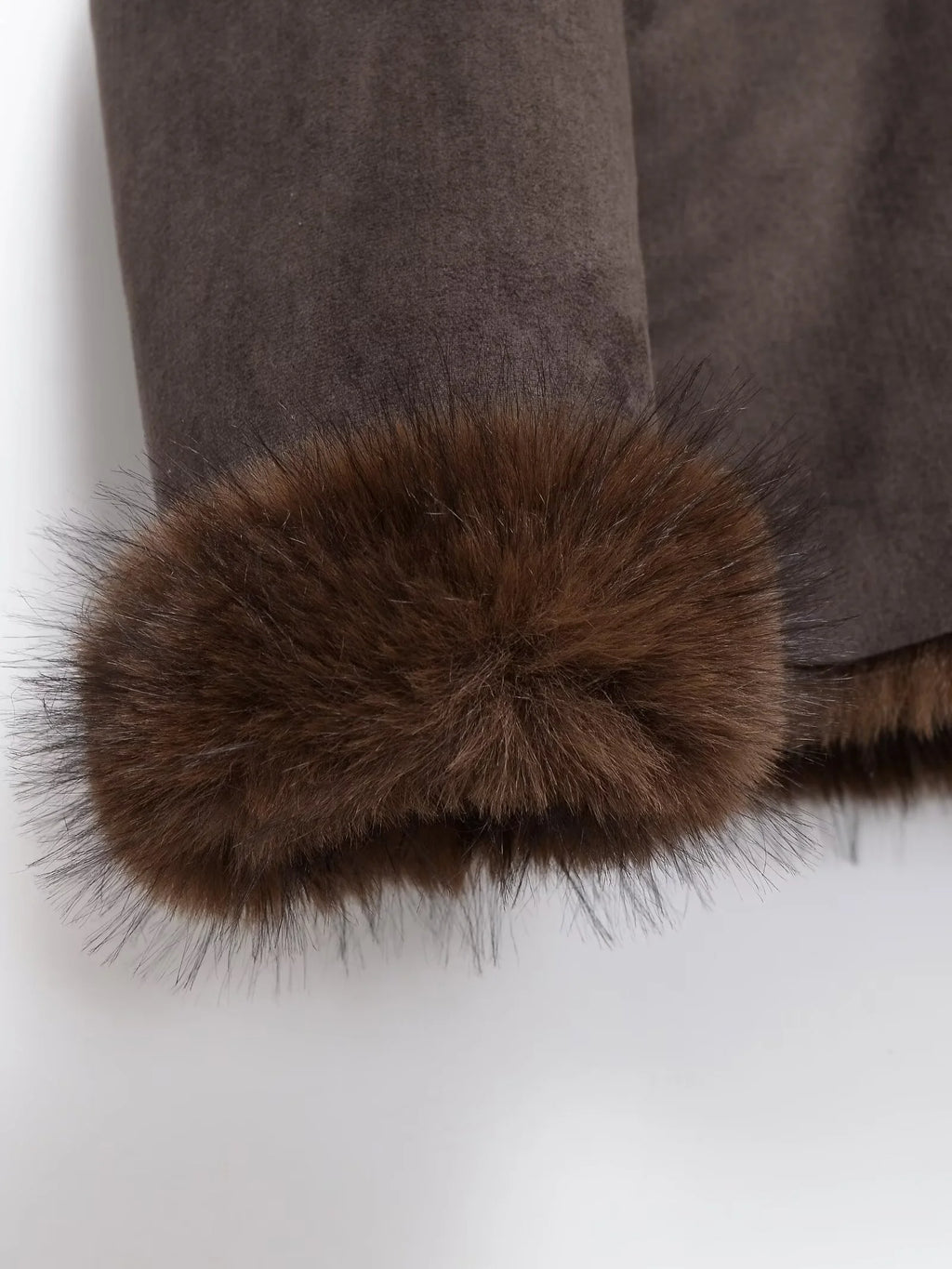 Veste Décontractée Femme Réversible Col En Fausse Fourrure Marron