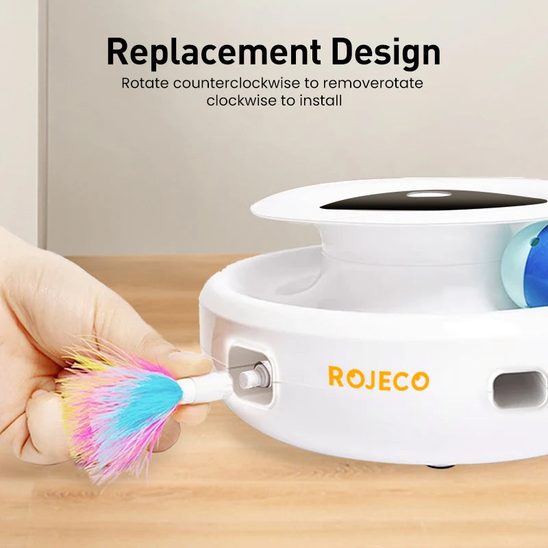 ROJECO Jouet 2 En 1 Chat Teaser Électronique Plastique