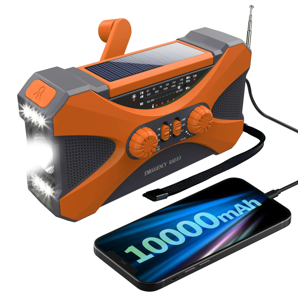 Radio Urgence Solaire 10000mAh AM FM SW LED Manivelle Recharge USB Portable Et Fiable by LSDLBoutique