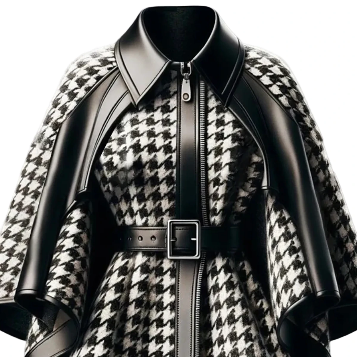 Veste Femme Pied-De-Poule Cape Asymétrique