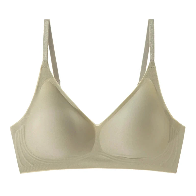 SuyaDream Soutien-Gorge Sans Couture 3/4 Tasses Beige Soie Doublure
