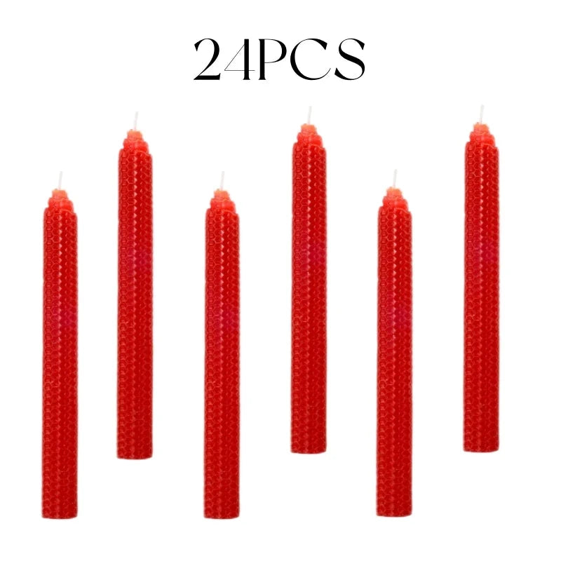 Bougies Coniques Cire d’Abeille Nid d’Abeille Beige Fait Main