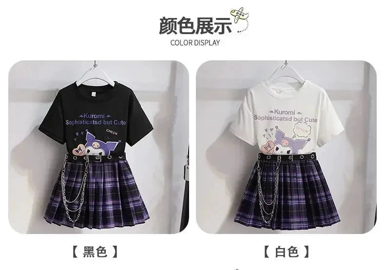 Ensemble cosplay Kuromi enfant – T-shirt et jupe violette