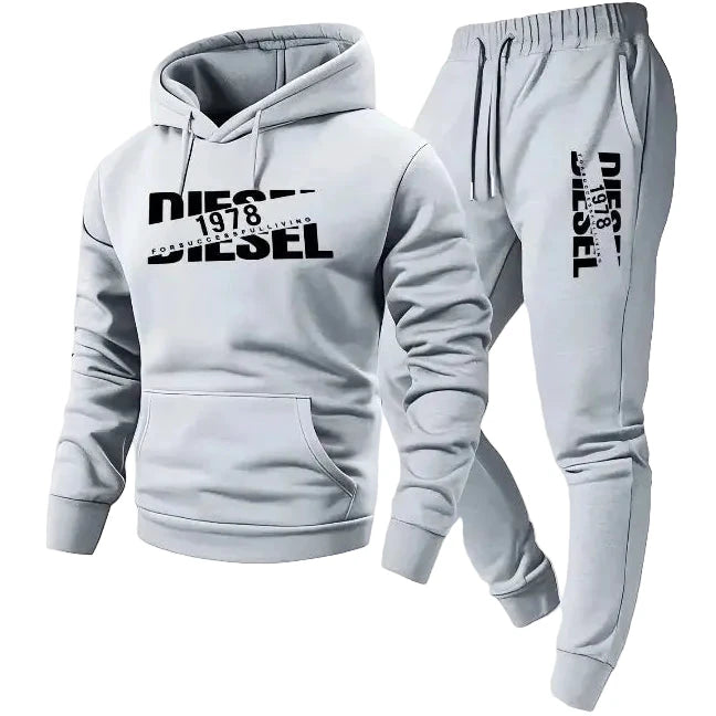 Diesel Ensemble Sweat À Capuche Et Pantalon Gris Clair Deux Pièces