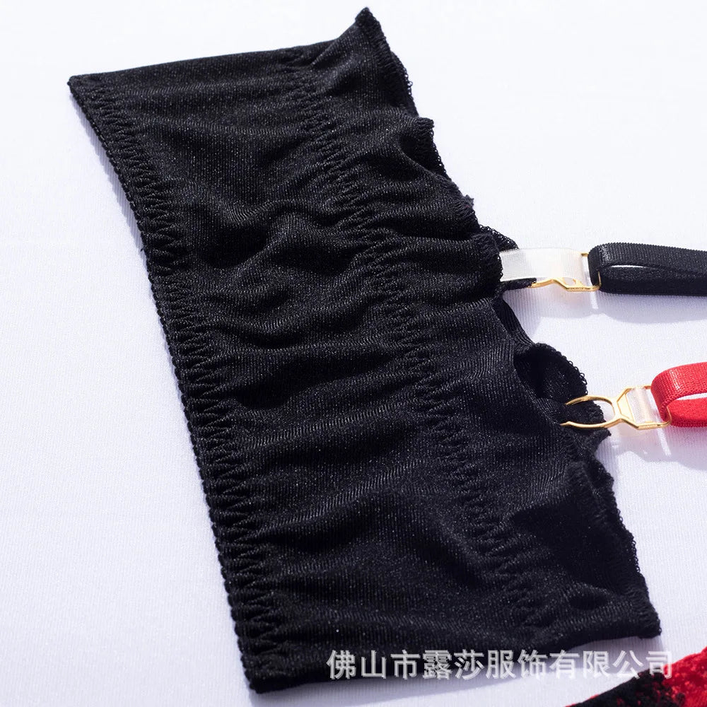 Léa's Secrets Red Paisley Lace Mesh Bodysuit Backless