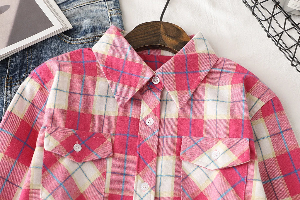 Chemise Femme Flanelle De Coton Carreaux Slim Fit Manches Longues